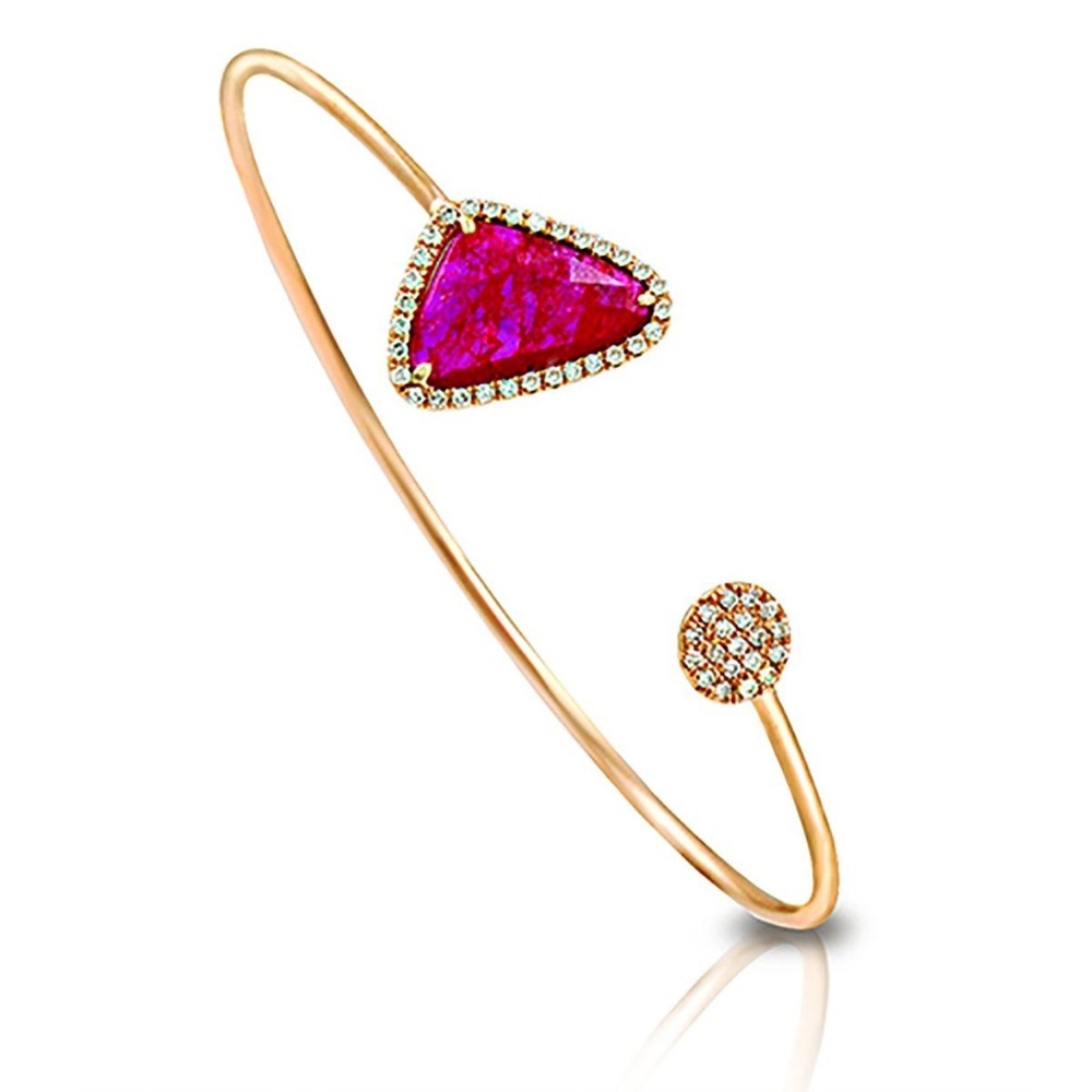 Rose Cut Slided Natural Ruby Rose Gold Bracelet
